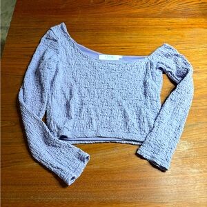 One shoulder long sleeve lavender crop top